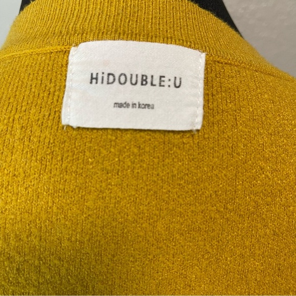 Hidouble:u Women's  Vintage Y2K Mustard Yellow Crewneck Knit Sweater Size Medium - Picture 7 of 7